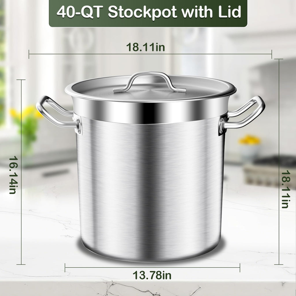 40QT Stainless Steel Stockpot with Lid J9199