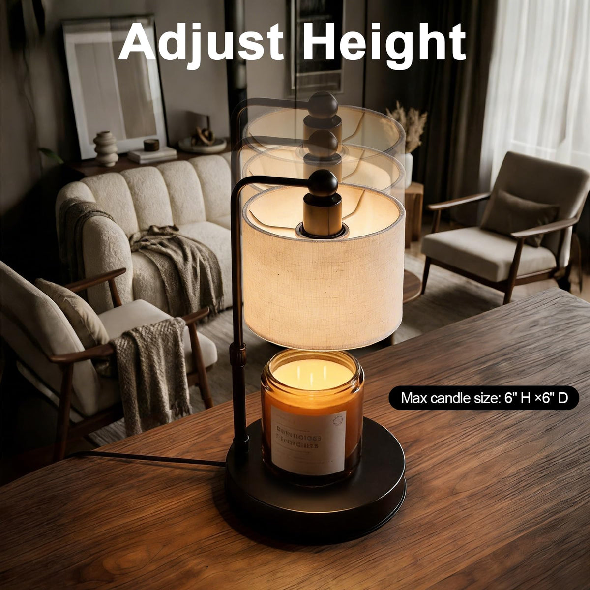 Black Dimmable Candle Warmer Lamp with Timer A4630