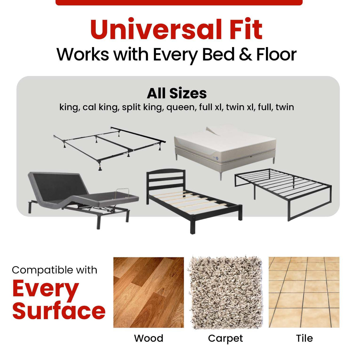Under Bed Pet Blocker, 3 Pcs Adjustable Matte Black S1484