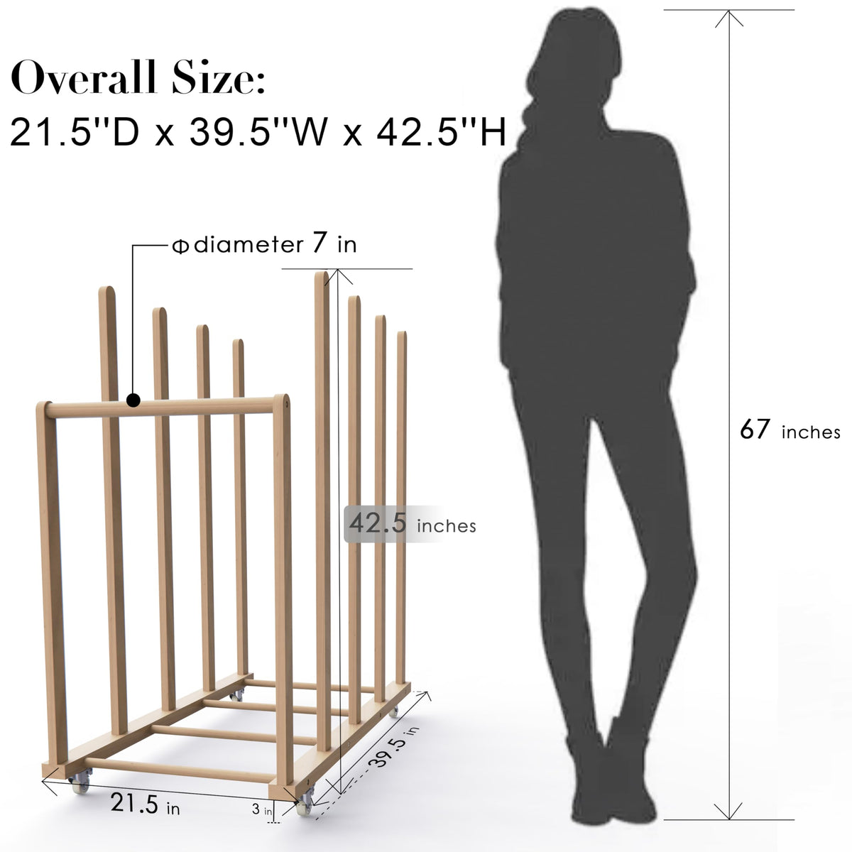 Art Canvas Storage Rack with Handle & Caster Wheels O23977