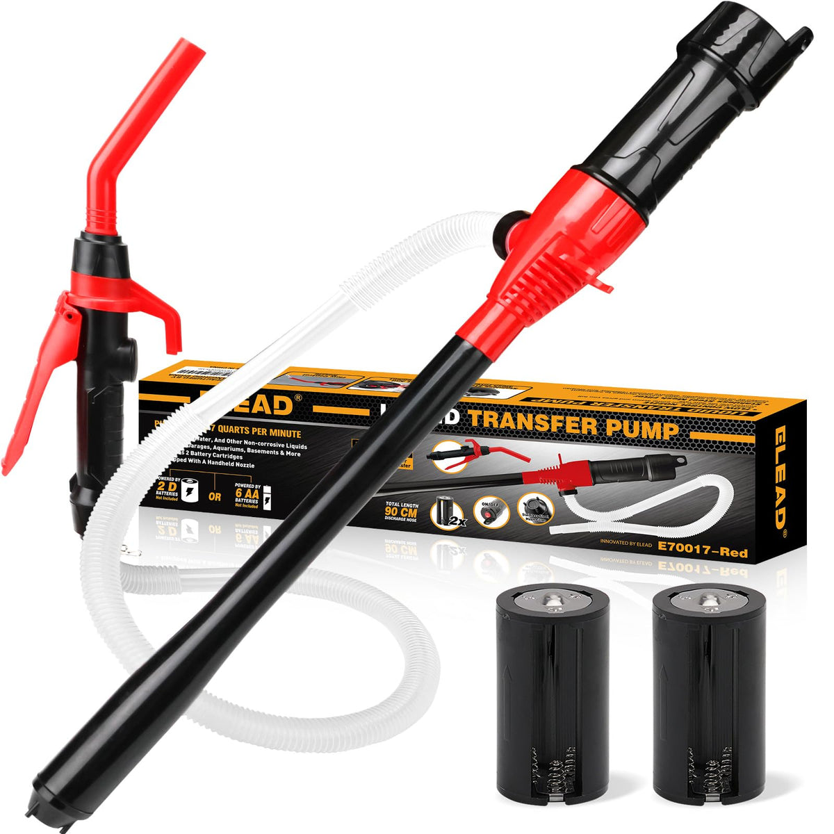 Portable Battery Powered Red Electric Fuel Water Transfer Pump 2.4 GPM F741