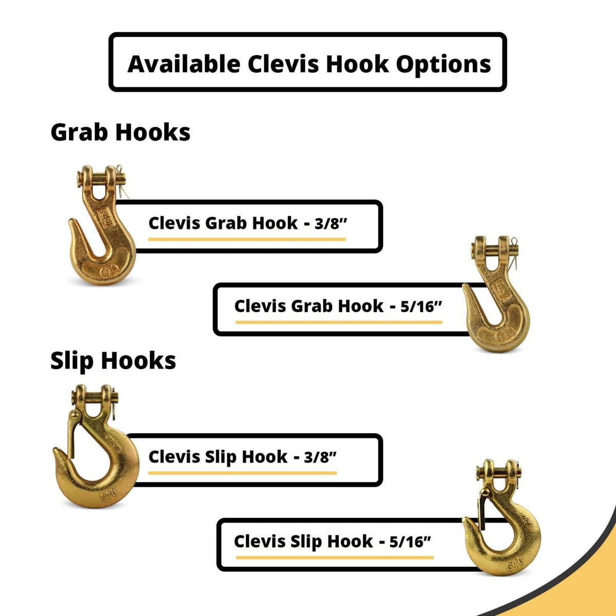 3/8 Clevis Hook G70 4 Pack W3876