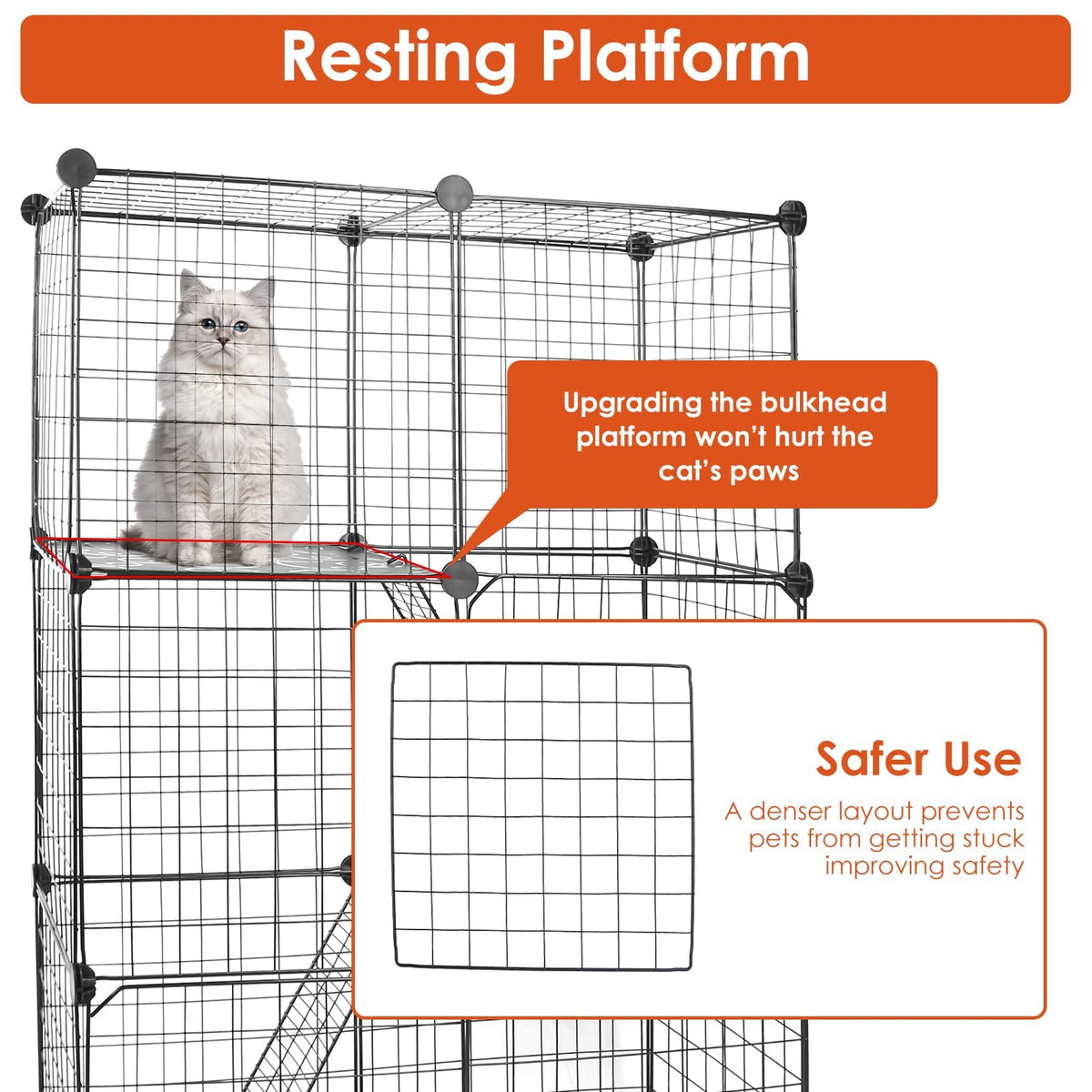 3-Tier Cat Cage with 3 Doors 2 Ramp Ladders B1934
