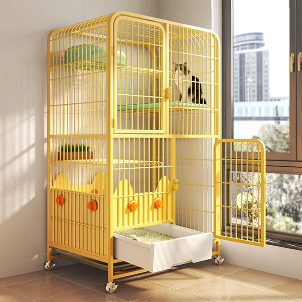 4-Tier Metal Wire Cat Cage with Litter Box and Hammock C896926