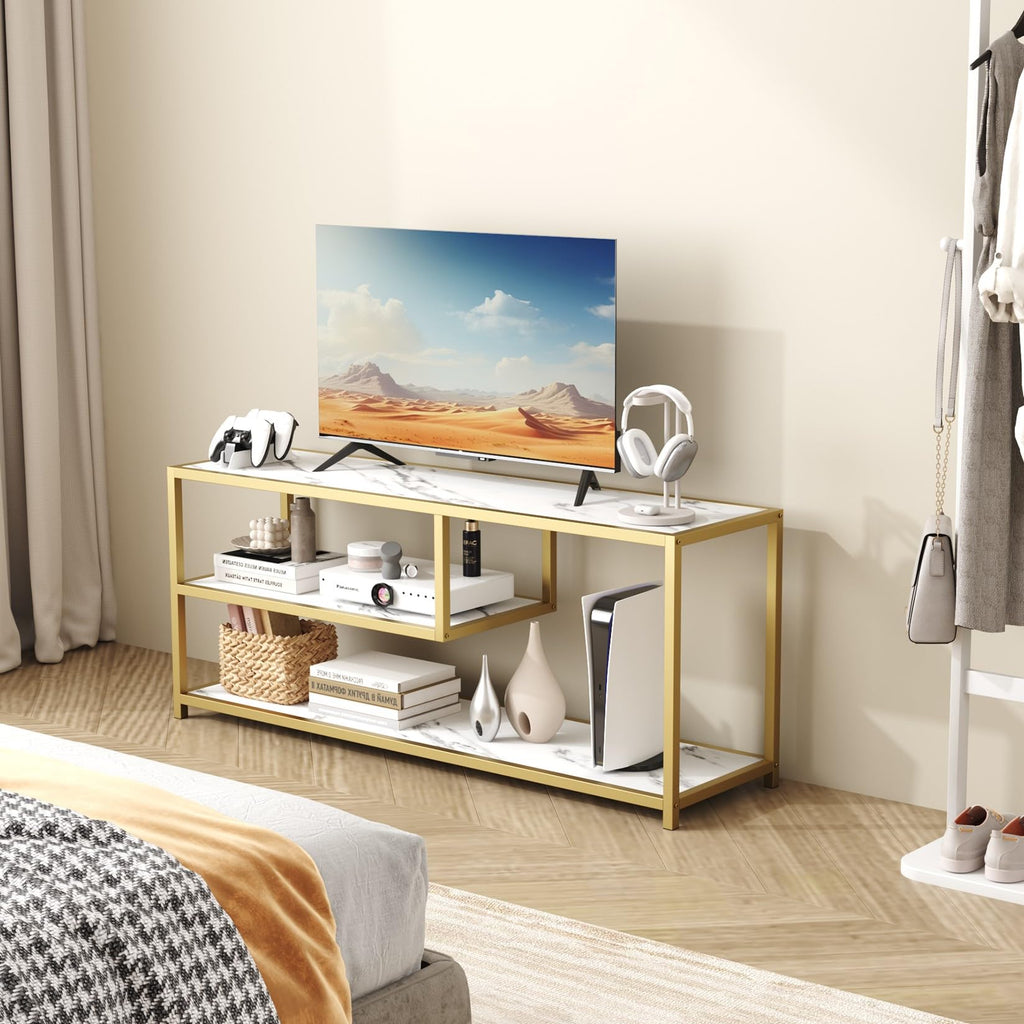 TV Stand for TVs up to 55 Inch, 3 Tier Media Console with Open Storage Shelves V762805