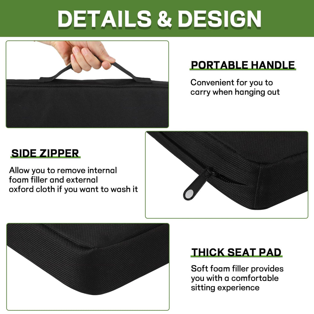 Black 2 Pack Waterproof Oxford Stadium Seat Cushions R697