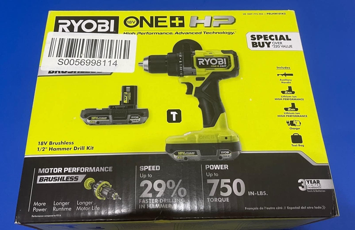18V Brushless Cordless 1/2 in. Hammer Drill Kit with 2.0 Ah Batteries J57163