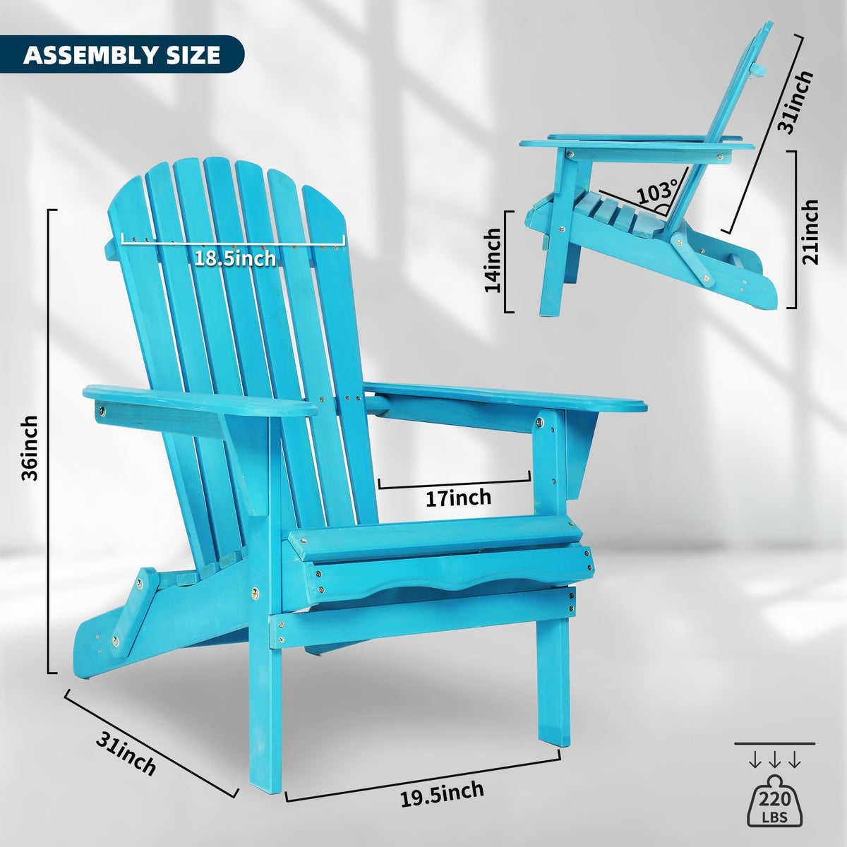 Wooden Folding Adirondack Chair Set of 2 Solid Cedar Z53698