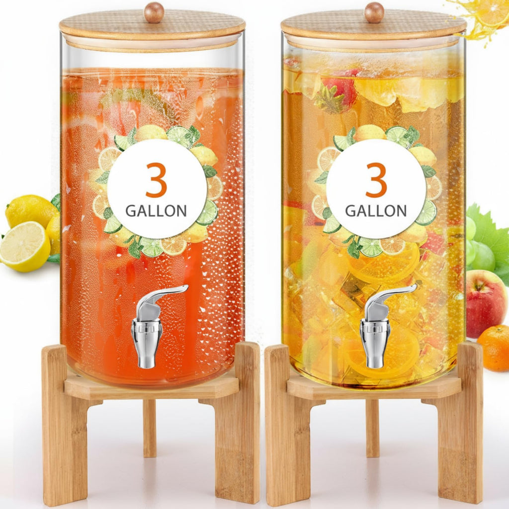 2 Pack 3 Gallon Glass Drink Dispensers Z2842