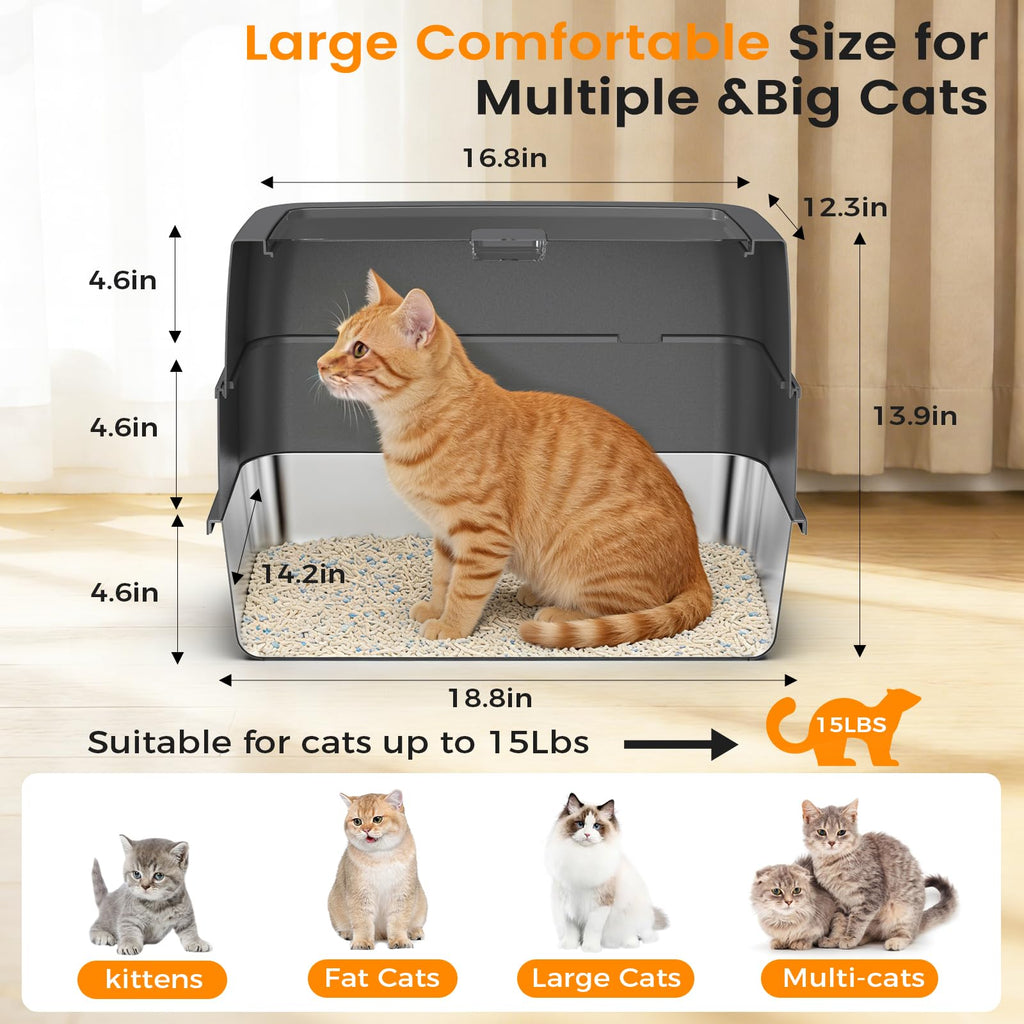 Stainless Steel Litter Box with Lid D987194