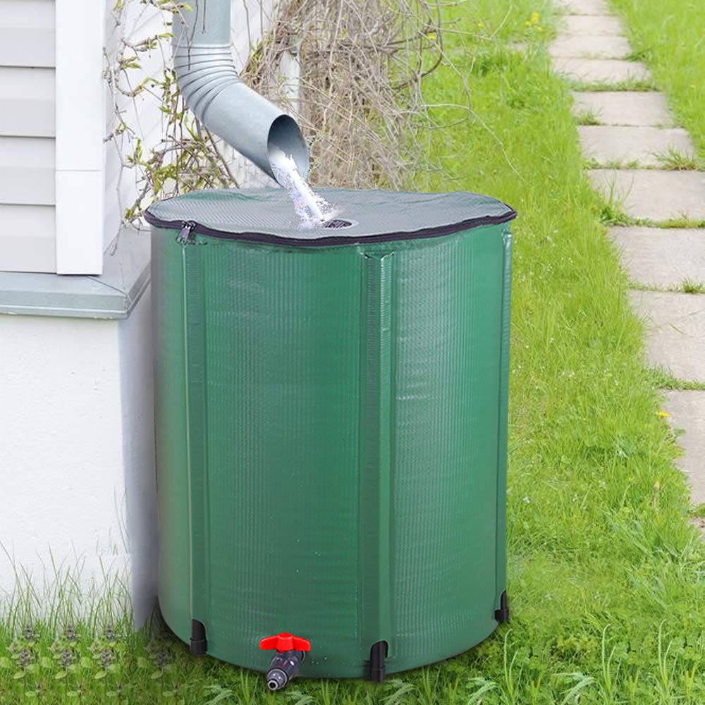 Collapsible 50 Gallon Green Rain Barrel E614036