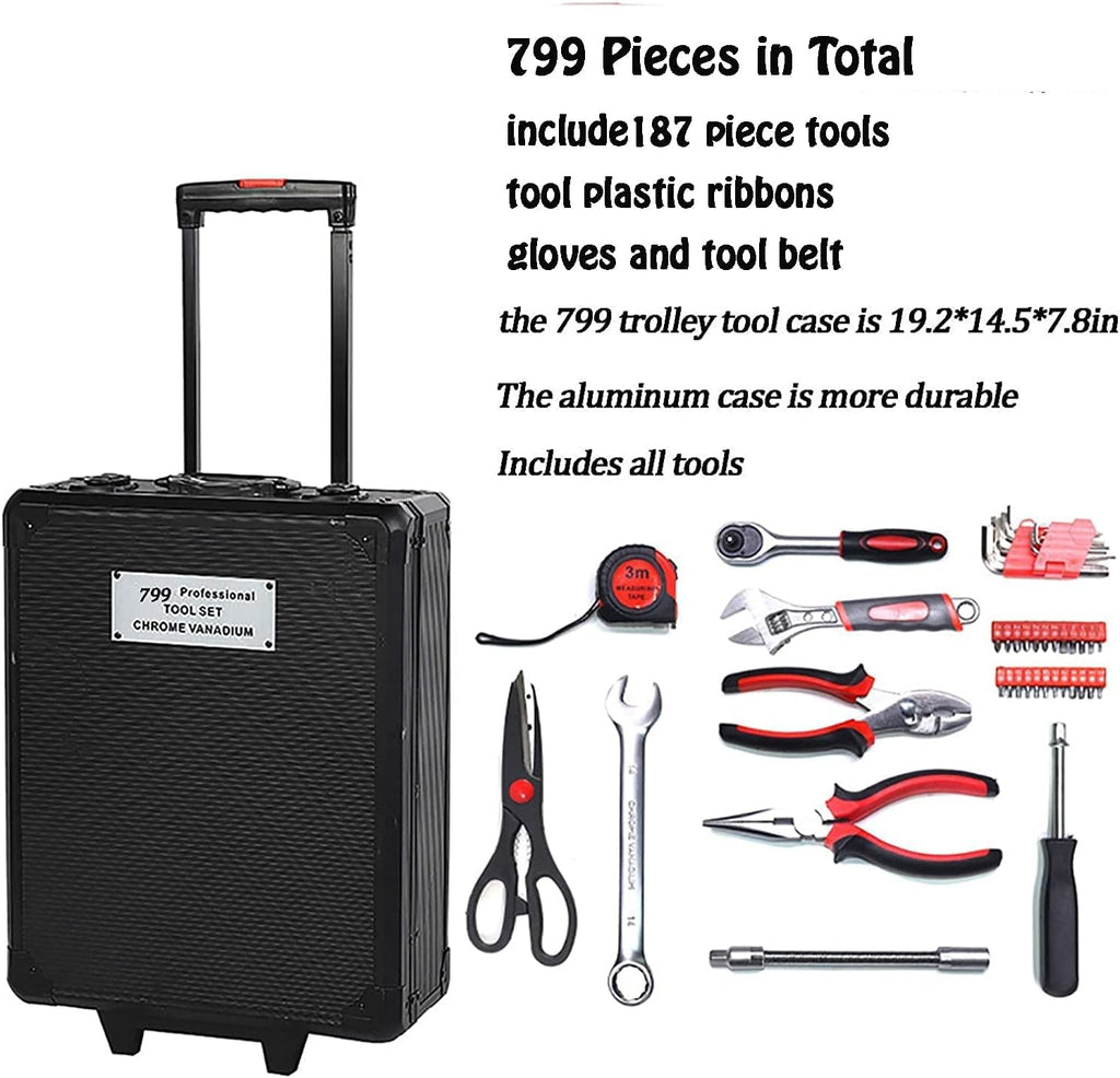 799pcs Aluminum Trolley Case Tool Set Silver O474836