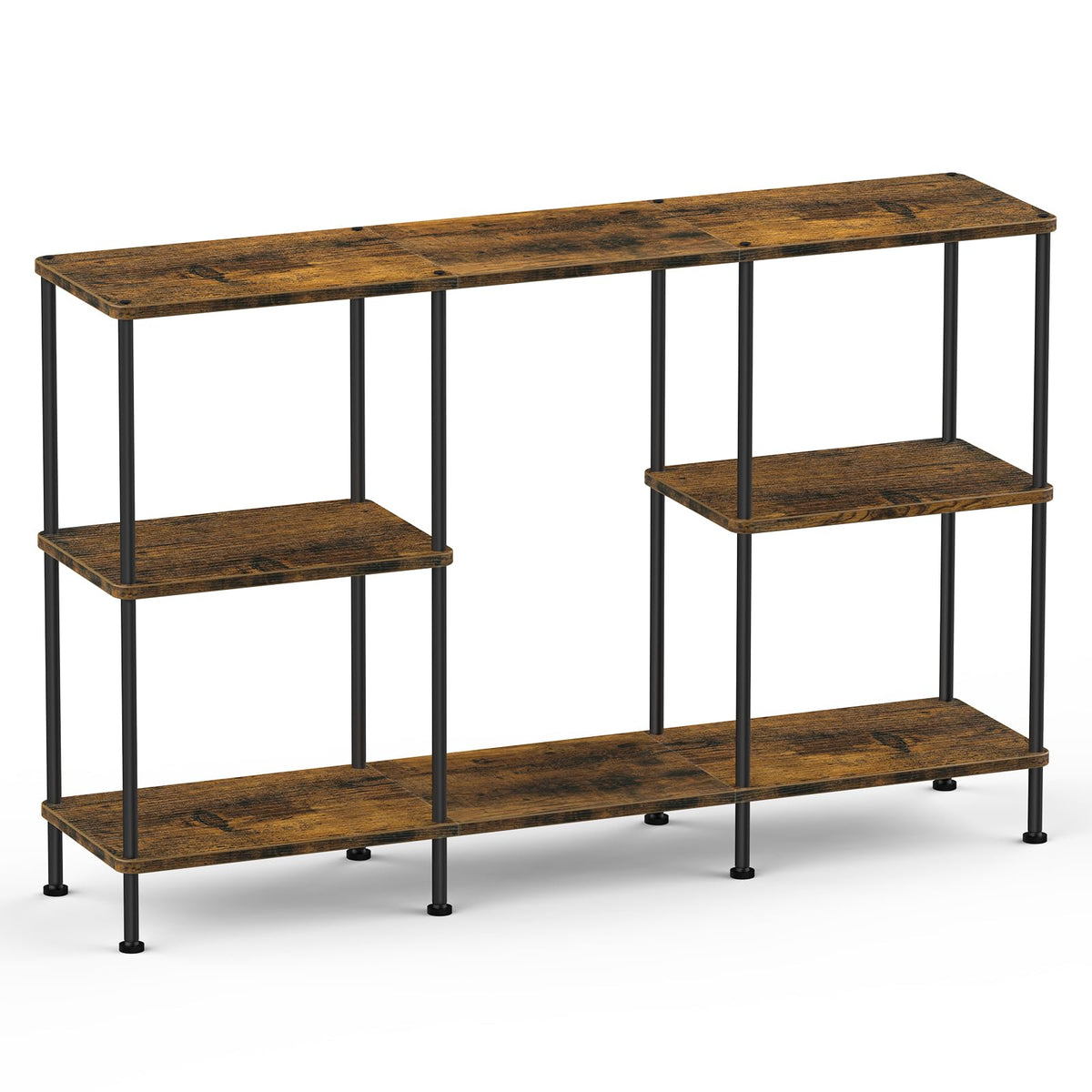 Brown 3 Tier Wood TV Stand with Storage Shelf E11160