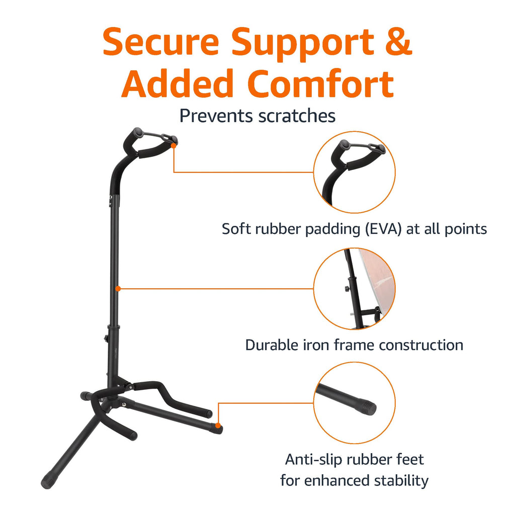 Black Height Adjustable Foldable Guitar Stand C16249