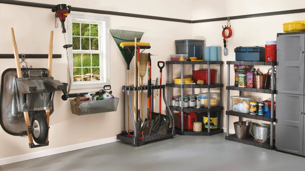 Black Wheeled Garage Tool Tower Rack B1476