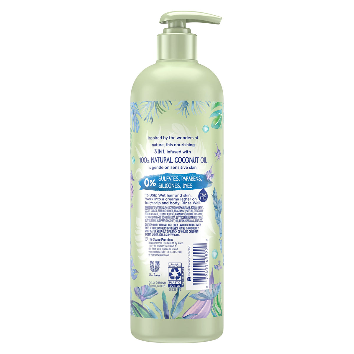 3 in 1 Shampoo Conditioner Body Wash with Coconut Oil 16.5 oz Y580695