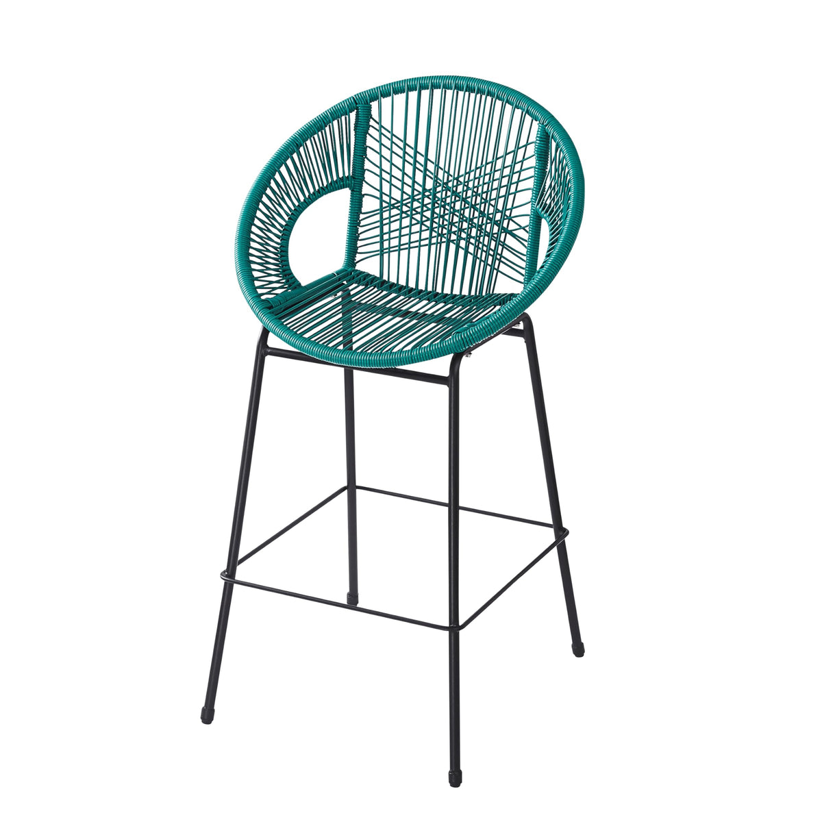 Teal Faux Wicker Outdoor Bar Stool Set of 2 P756