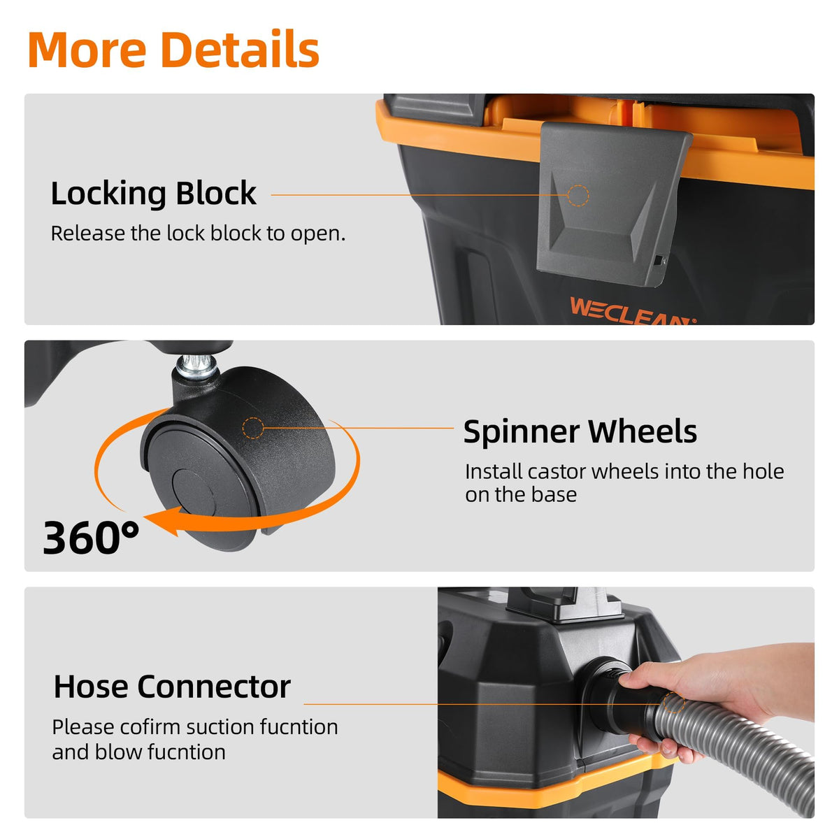 4 Gallon 5.5 Peak HP Wet Dry Vacuum Cleaner with Blower Function Q15530