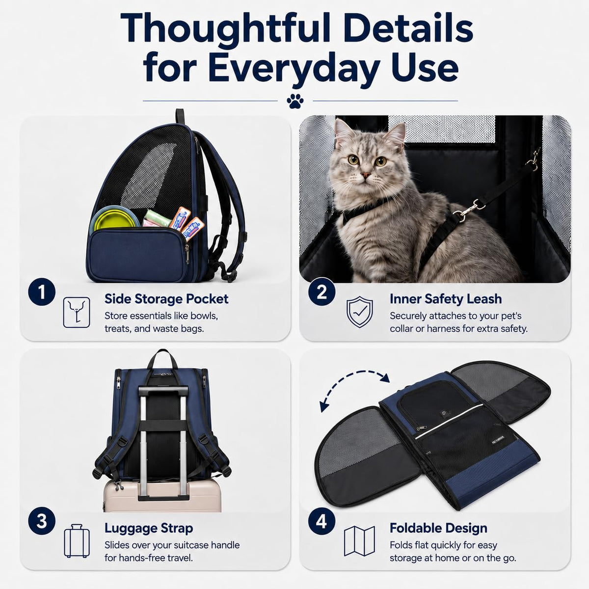 Blue Expandable Cat Carrier Backpack E8145