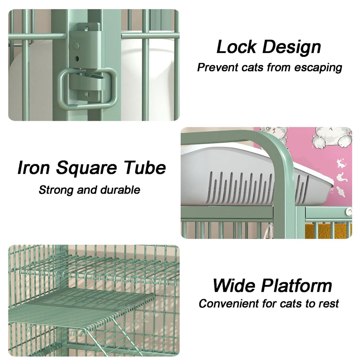 4-Tier Metal Wire Cat Cage with Wheels V385