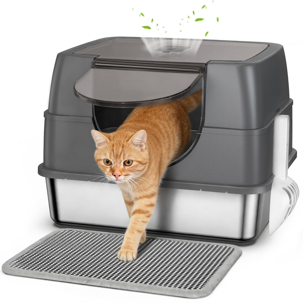 Stainless Steel Litter Box with Lid D987194