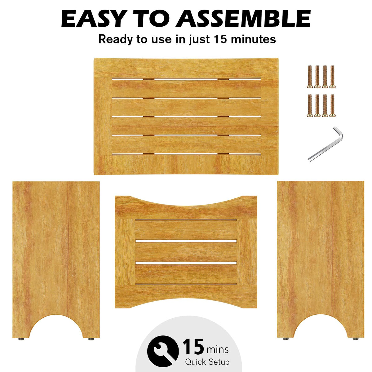 Teak Shower Bench with Shelf P8229