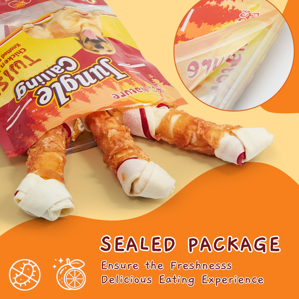 6.5" Chicken Wrapped Rawhide Knotted Bones, 2 lb (3 Packs) M17216