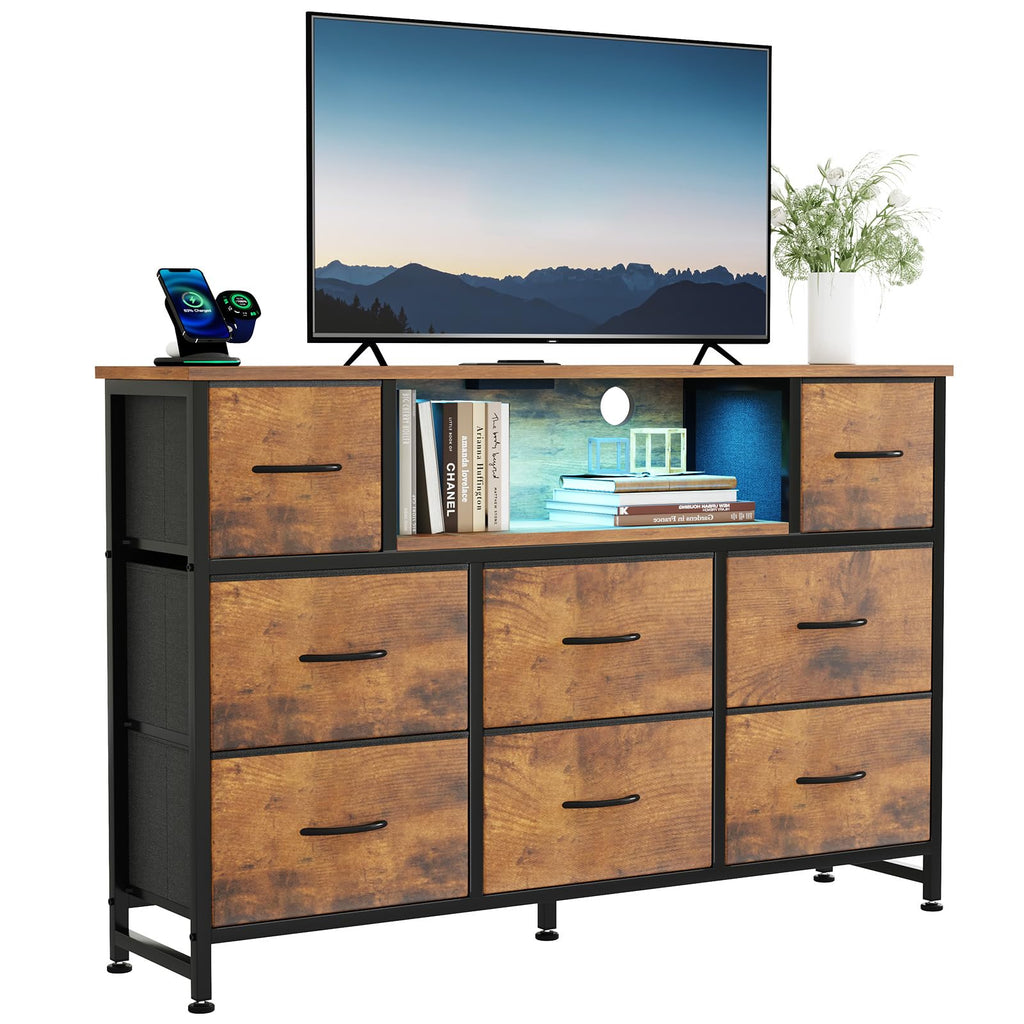 LED TV Stand Dresser with Charging Station Y8711