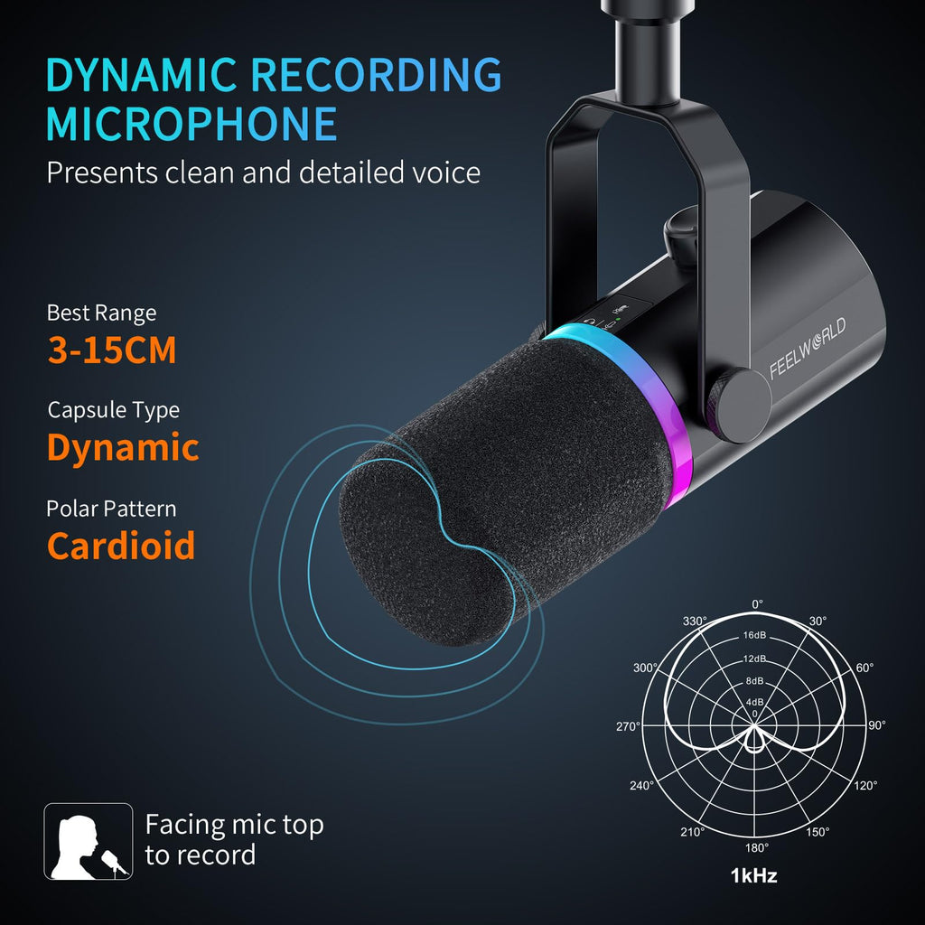 Black Metal Dynamic Microphone with Boom Arm L4722