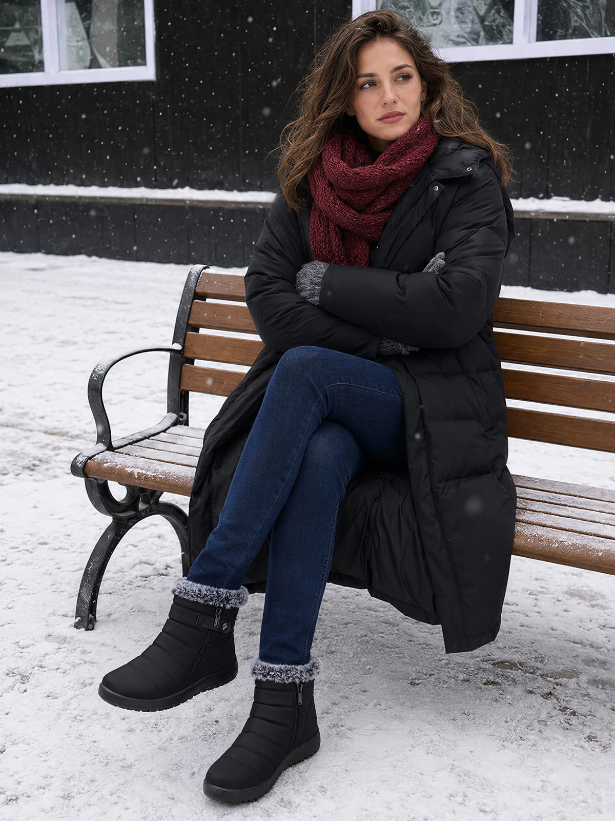 Winter Boots for Women Waterproof Non Slip A1095