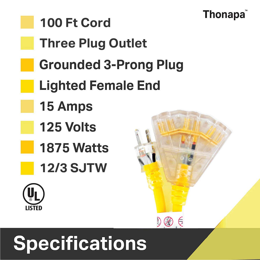 100 Foot Heavy Duty Yellow Extension Cord G637