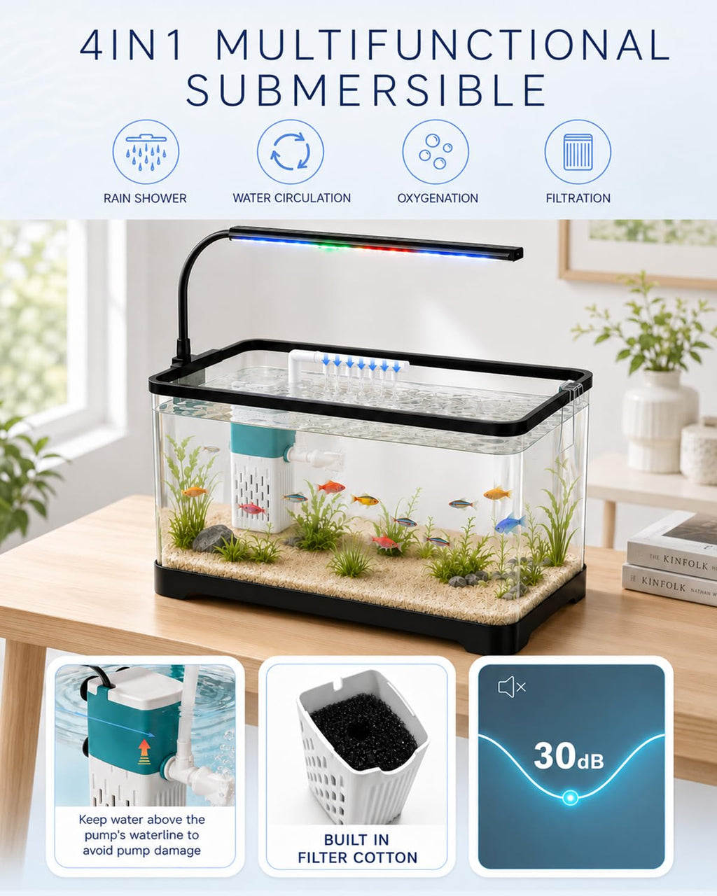 3 Gallon Acrylic Aquarium Starter Kit T5350