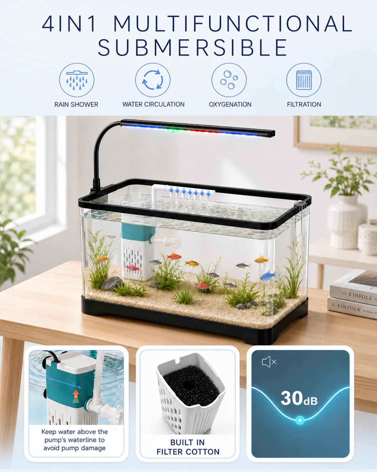 3 Gallon Acrylic Aquarium Starter Kit T5350