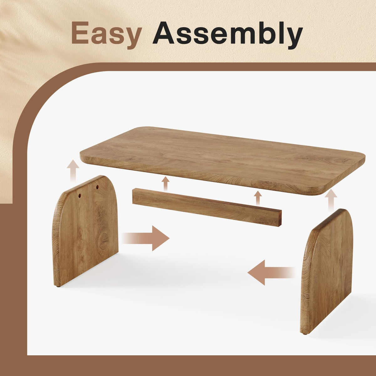 47-Inch Natural Brown Wood Coffee Table G62308
