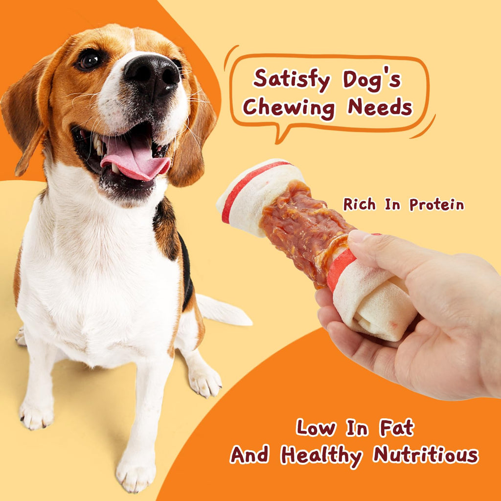 6.5" Chicken Wrapped Rawhide Knotted Bones, 2 lb (3 Packs) M17216