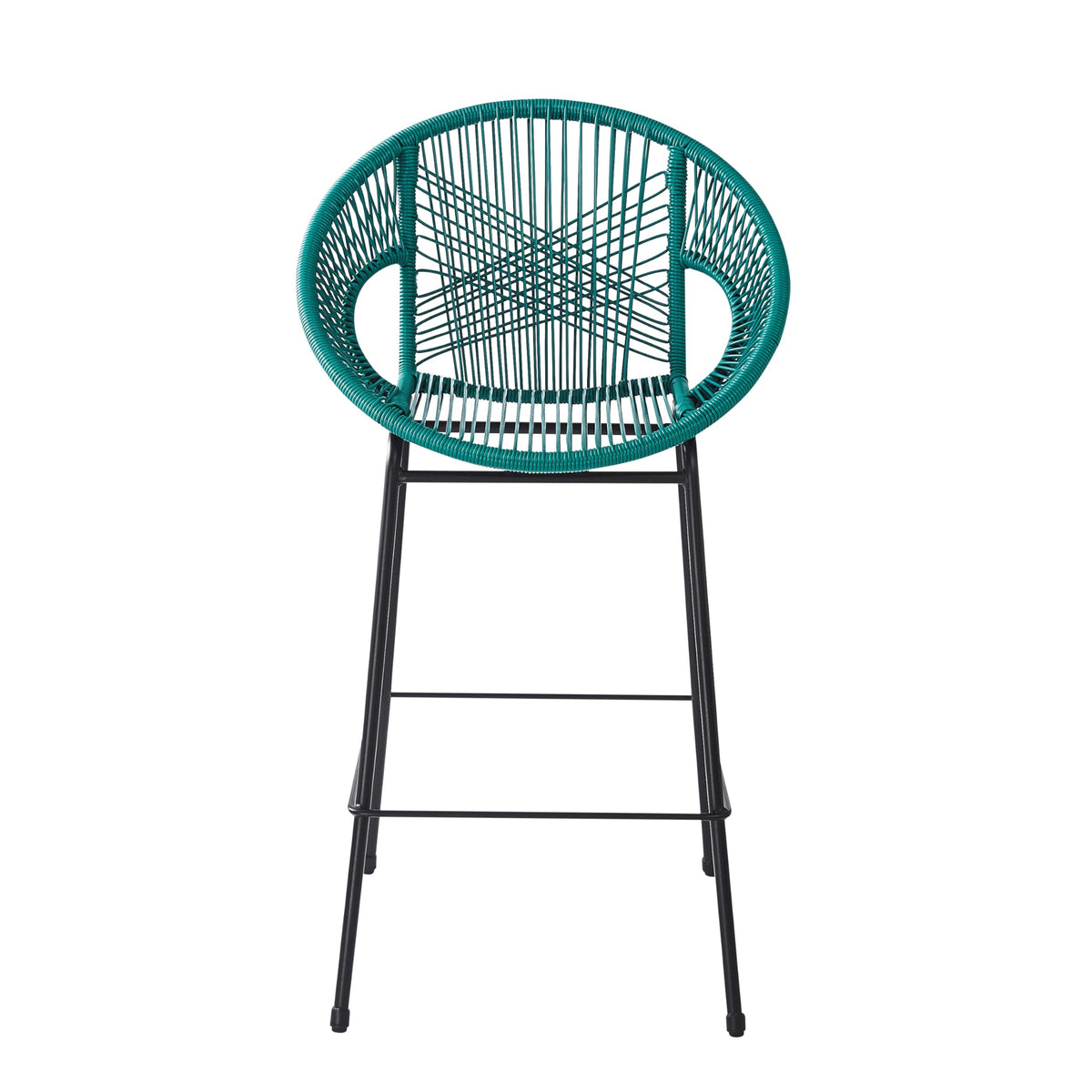 Teal Faux Wicker Outdoor Bar Stool Set of 2 P756