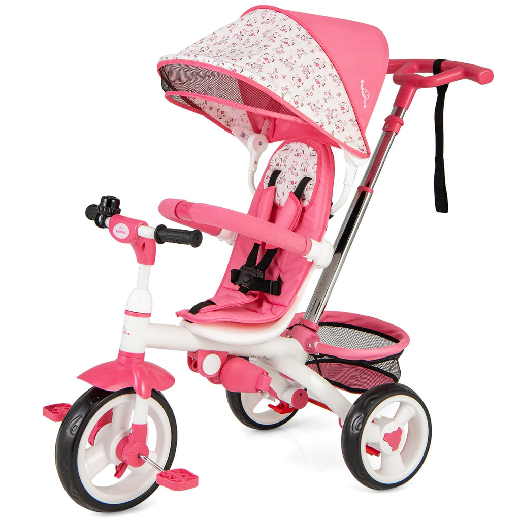 Pink 6 in 1 Toddler Tricycle with Parent Handle E42506