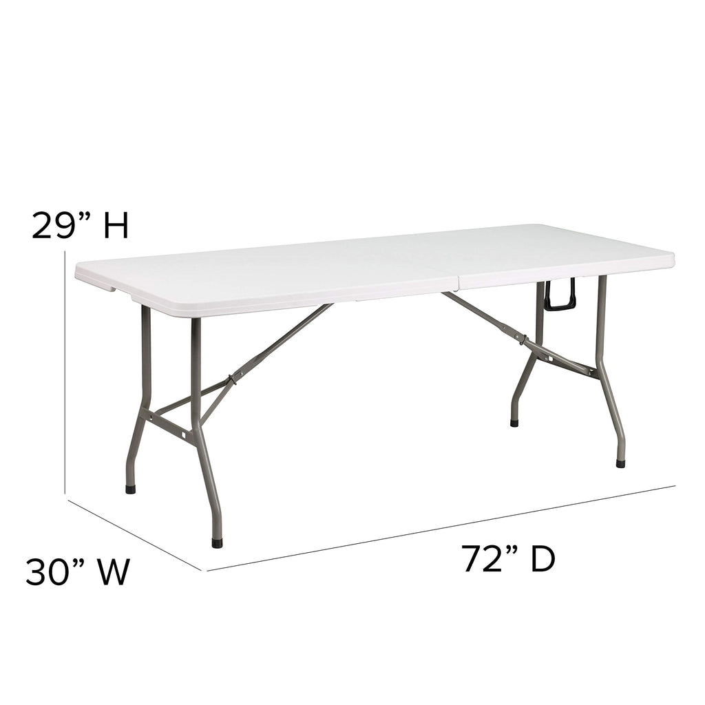 White 6-Foot Bi-Fold Plastic Folding Table Y58583