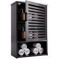Black Bamboo Wall Mounted Bathroom Storage Cabinet H576
