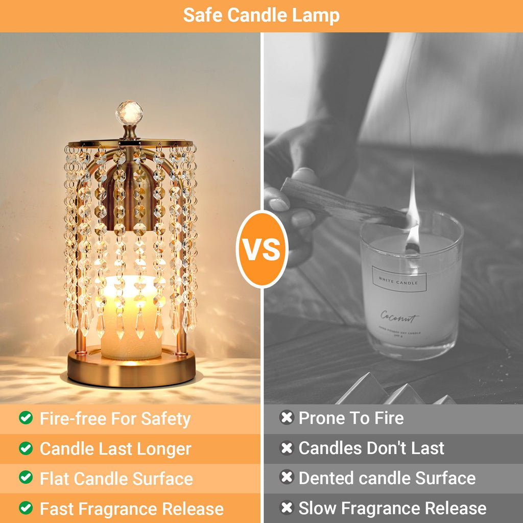Gold Candle Warmer Lamp with Timer and Dimmer J981086