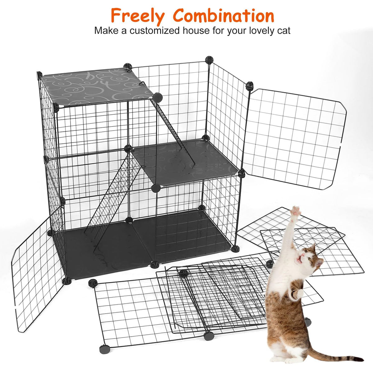 3-Tier Cat Cage with 3 Doors 2 Ramp Ladders B1934