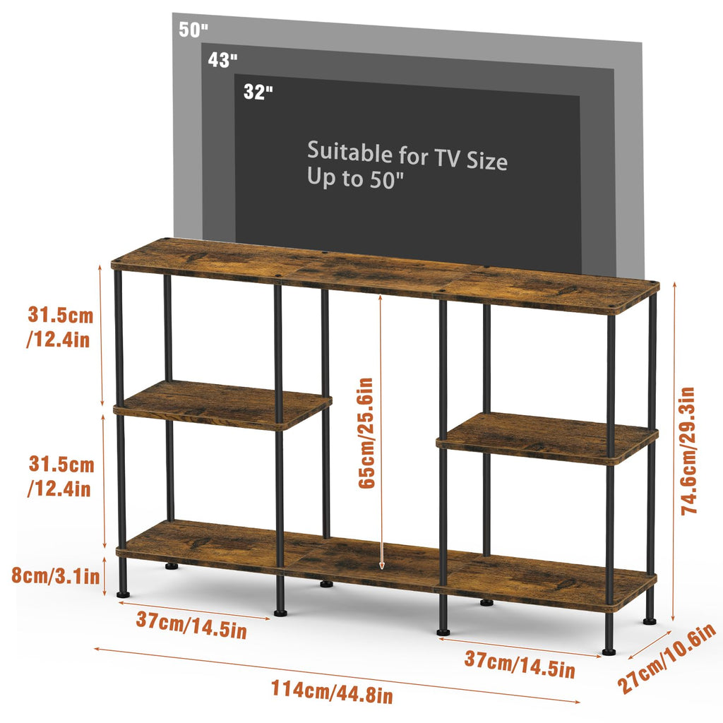 Brown 3 Tier Wood TV Stand with Storage Shelf E11160