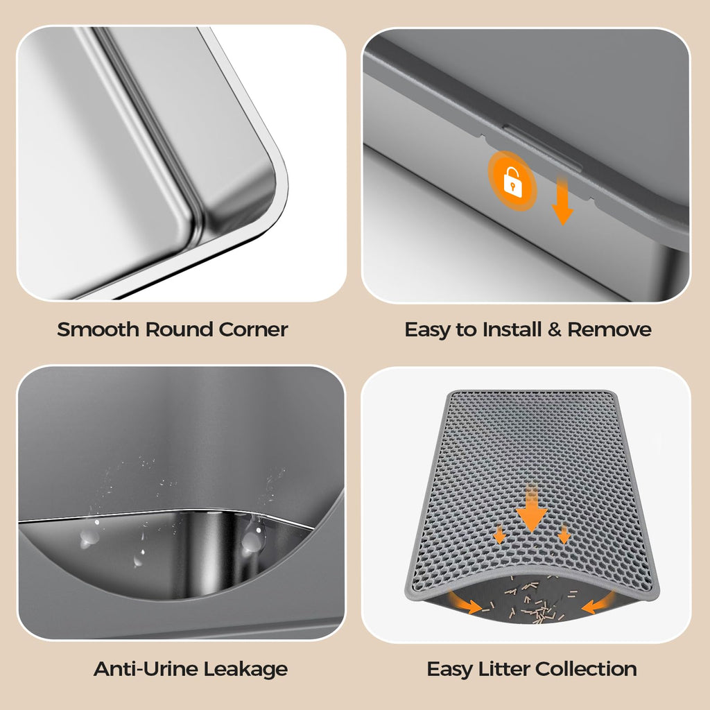 Stainless Steel Litter Box with Lid D987194