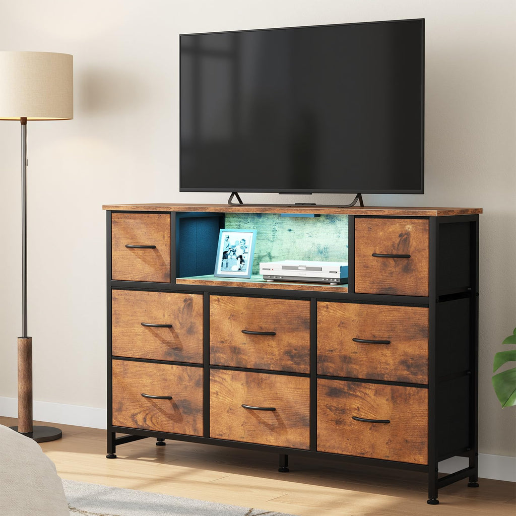 LED TV Stand Dresser with Charging Station Y8711