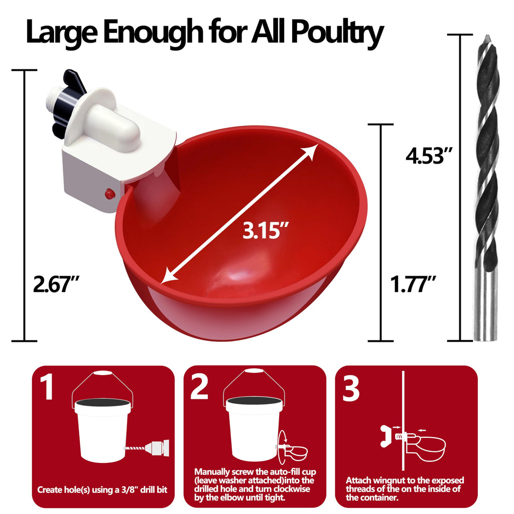 16 Pack Poultry Waterer Cups with Mounting Hole Opener X416