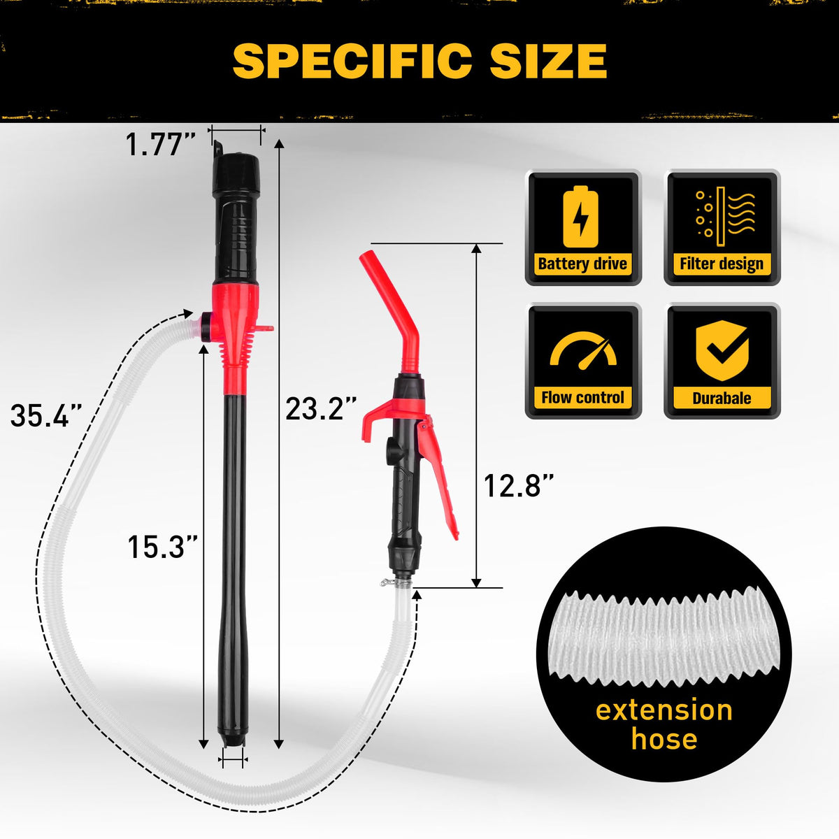 Portable Battery Powered Red Electric Fuel Water Transfer Pump 2.4 GPM F741