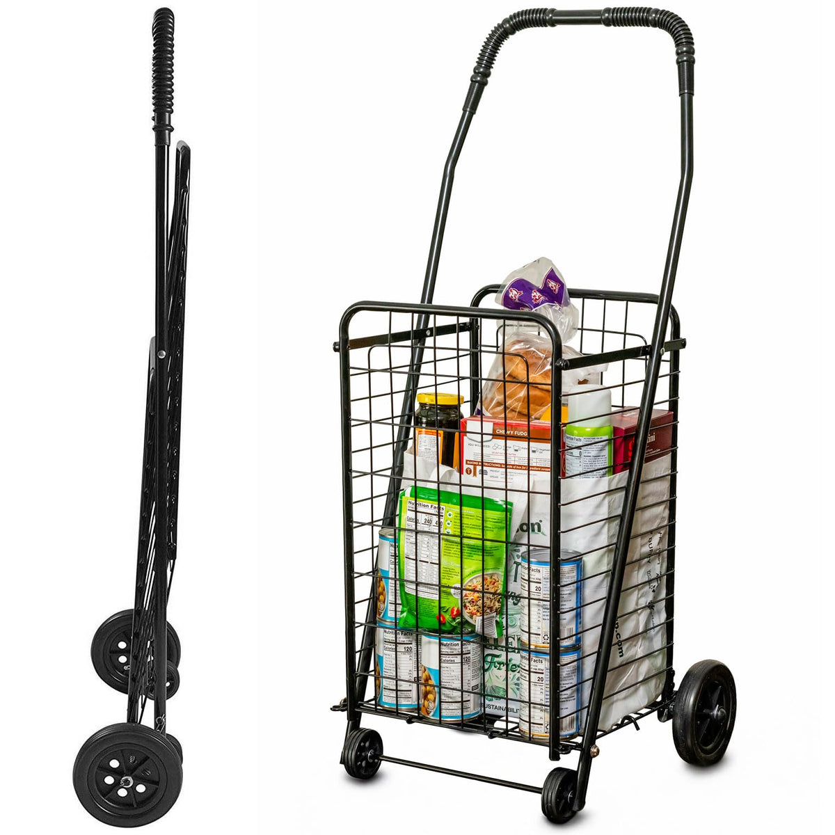 Black Foldable Utility Cart with Wheels I42325