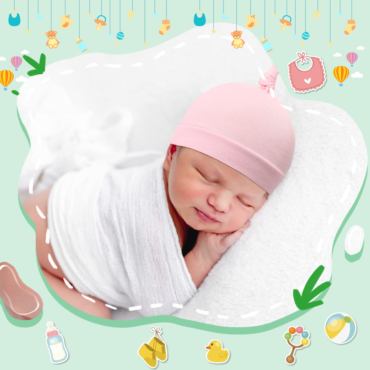 30 Pack Newborn Knot Beanie Hats T415790