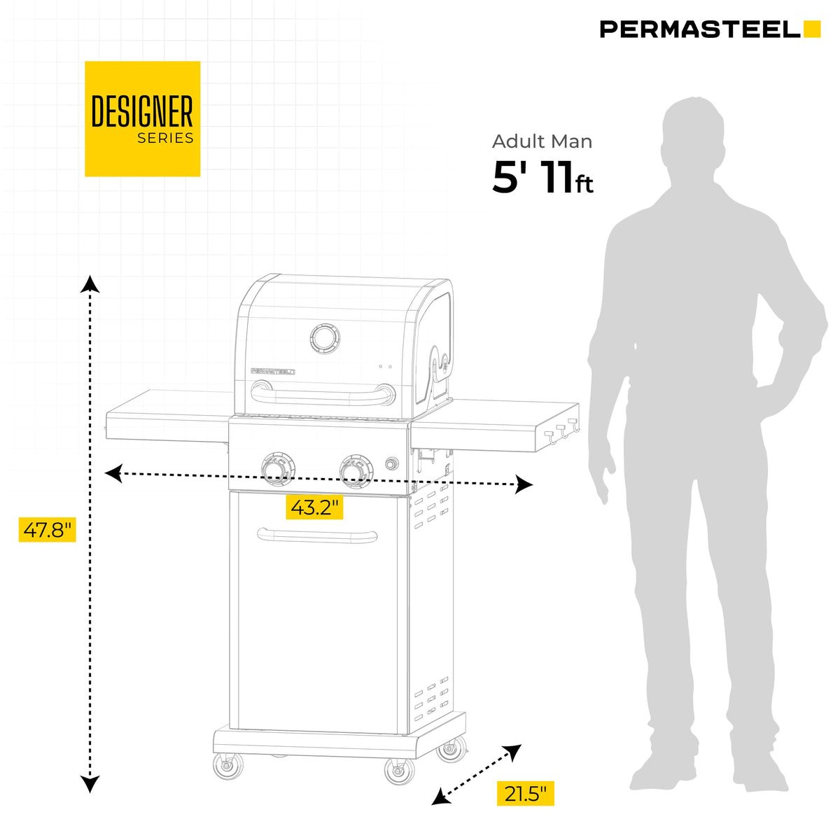2-Burner Propane Gas Grill with Foldable Side Tables T675
