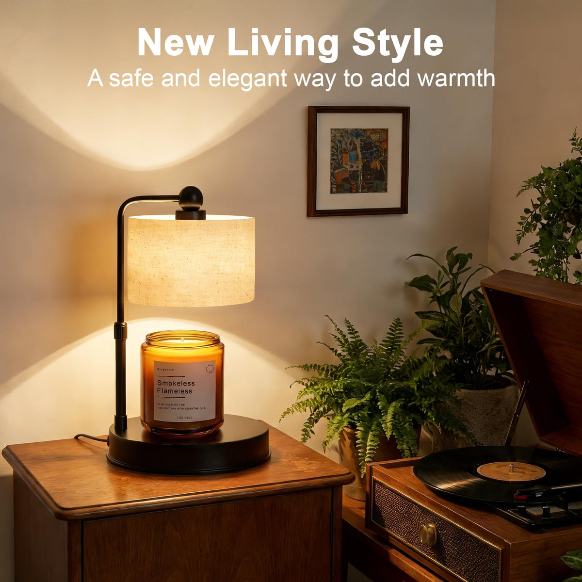 Black Dimmable Candle Warmer Lamp with Timer A4630